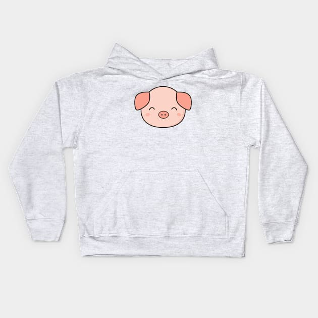 Kawaii Cute Pig Kids Hoodie by happinessinatee